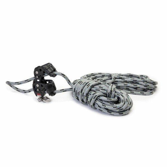 Twin-Cam block with Endless furling line; dia8 mm / 2x12000 mm; 16 plait Polyester; Grey/Black; CX10