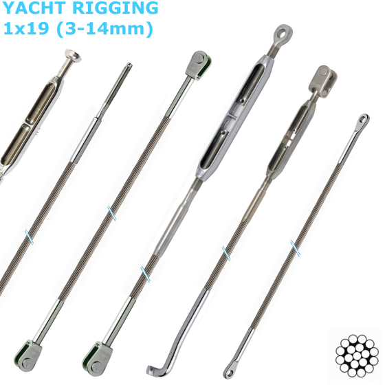Custom Built Yacht Standing Rigging 1x19 Stainless Wire (3-14mm)