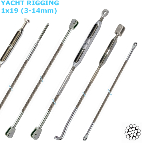 Custom Built Yacht Standing Rigging 1x19 Stainless Wire (3-14mm)